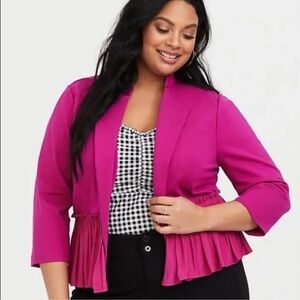 torrid Bright Fuchsia Peplum Open-Front Blazer